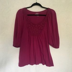 Blouson Top with Crochet Detail